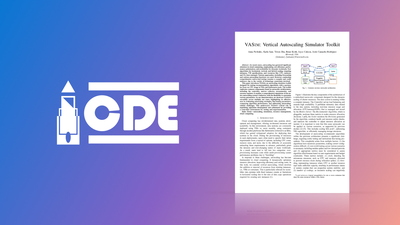 ICDE conference logo, in white, on the left side of the graphic. To the right, the first page of the accepted paper,
