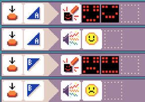 A MicroCode program for displaying happy/sad face based on user input.